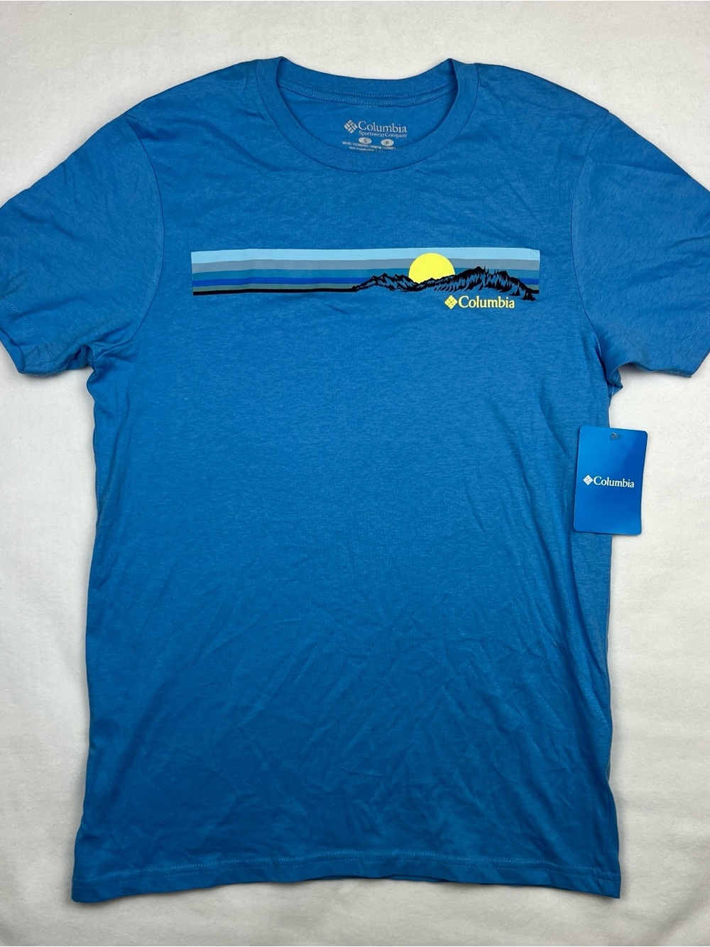 Columbia Blue Short-Sleeve Graphic Tee with Yellow Accent
